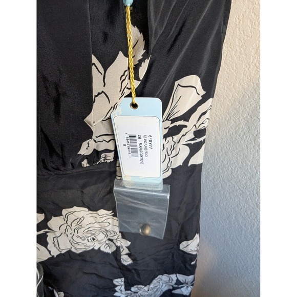 NWT Tracy Reese New York 100% Silk Fit and Flare Frock Dress Black Rose Floral 8 - Picture 5 of 16